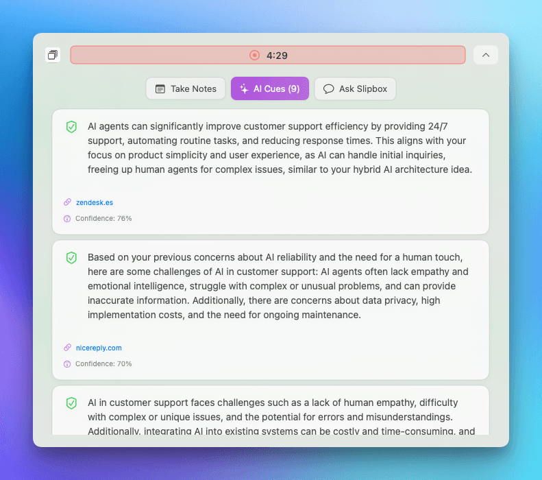 Real-time Cues